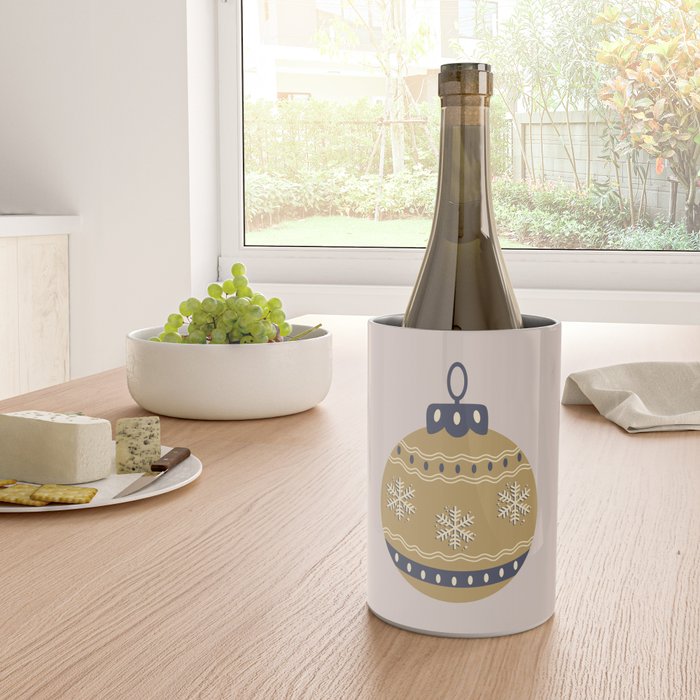 Christmas Bauble Gold And Blue Wine Chiller Gallery Image 4