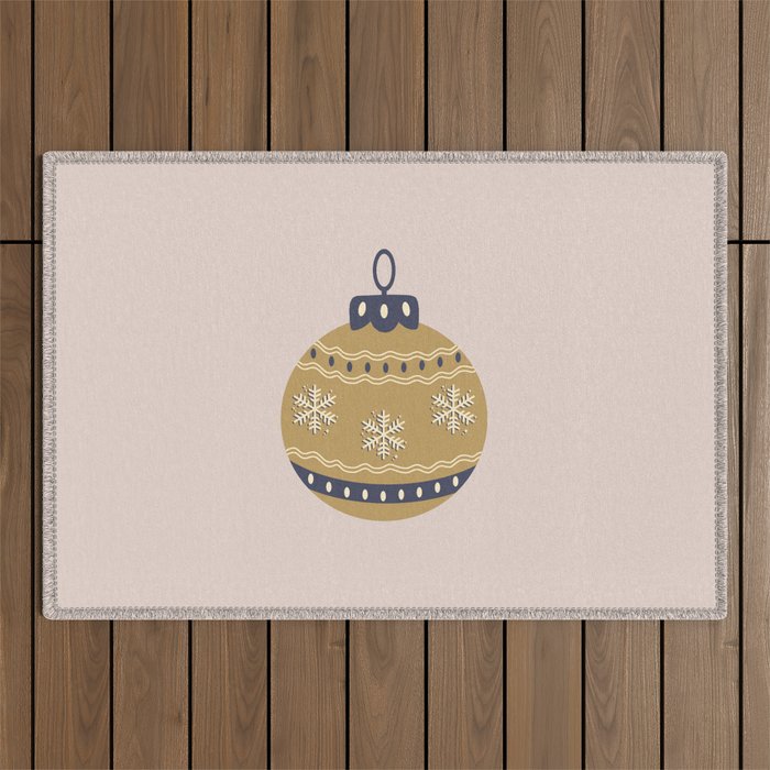 Christmas Bauble Gold And Blue Outdoor Rug Gallery Image 1