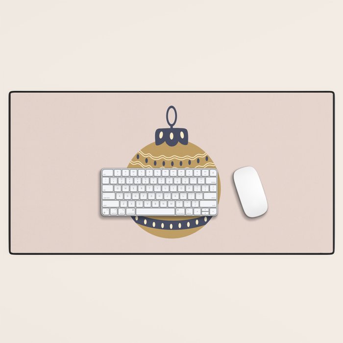 Christmas Bauble Gold And Blue Desk Mat Gallery Image 1