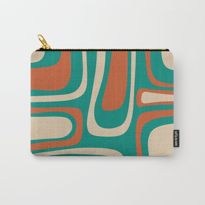 Palm Springs Midcentury Modern Abstract Pattern in Mid Mod Orange, Beige, and Turquoise Carry All Pouch Gallery Image 1