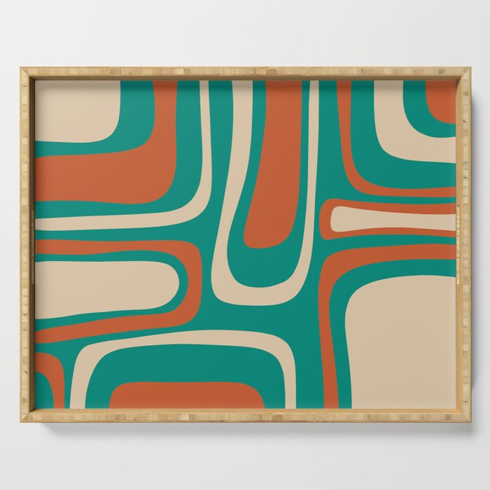 Palm Springs Midcentury Modern Abstract Pattern in Mid Mod Orange, Beige, and Turquoise Serving Tray Gallery Image 1