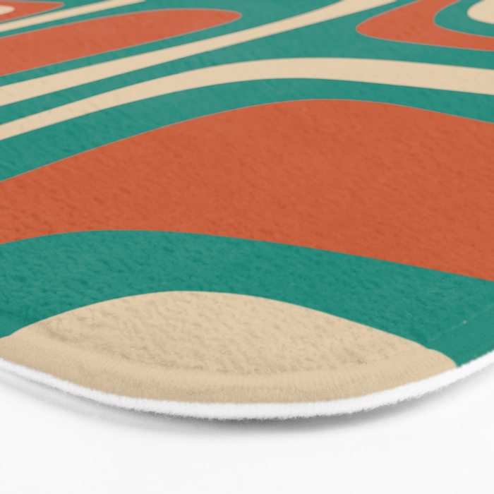 Palm Springs Midcentury Modern Abstract Pattern in Mid Mod Orange, Beige, and Turquoise Bath Mat Gallery Image 3