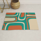 Palm Springs Midcentury Modern Abstract Pattern in Mid Mod Orange, Beige, and Turquoise Rug Gallery Image 1