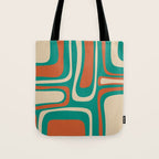 Palm Springs Midcentury Modern Abstract Pattern in Mid Mod Orange, Beige, and Turquoise Tote Bag Gallery Image 1