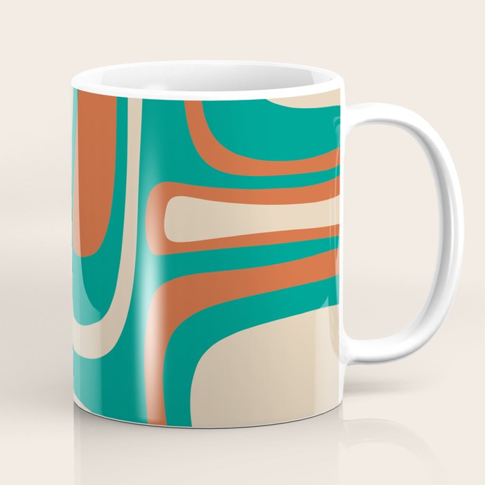 Palm Springs Midcentury Modern Abstract Pattern in Mid Mod Orange, Beige, and Turquoise Coffee Mug Gallery Image 1