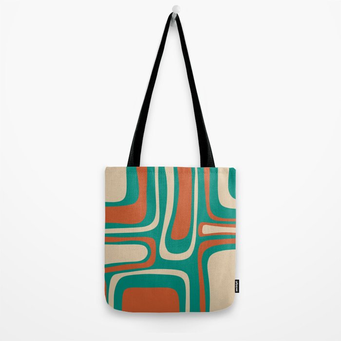 Palm Springs Midcentury Modern Abstract Pattern in Mid Mod Orange, Beige, and Turquoise Tote Bag Gallery Image 2