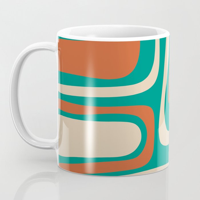 Palm Springs Midcentury Modern Abstract Pattern in Mid Mod Orange, Beige, and Turquoise Coffee Mug Gallery Image 3