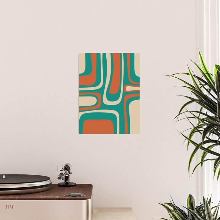 Palm Springs Midcentury Modern Abstract Pattern in Mid Mod Orange, Beige, and Turquoise Poster Gallery Image 2