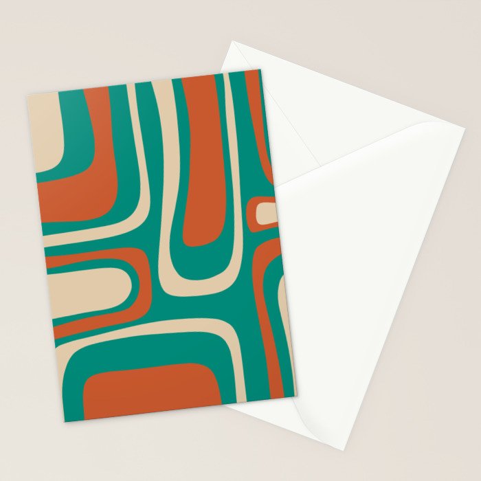 Palm Springs Midcentury Modern Abstract Pattern in Mid Mod Orange, Beige, and Turquoise Stationery Card Gallery Image 2