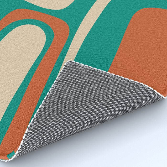 Palm Springs Midcentury Modern Abstract Pattern in Mid Mod Orange, Beige, and Turquoise Rug Gallery Image 4