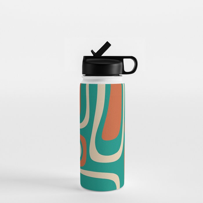 Palm Springs Midcentury Modern Abstract Pattern in Mid Mod Orange, Beige, and Turquoise Water Bottle Gallery Image 1