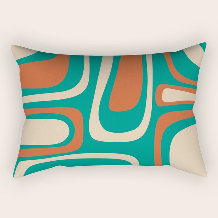 Palm Springs Midcentury Modern Abstract Pattern in Mid Mod Orange, Beige, and Turquoise Rectangular Pillow Gallery Image 2