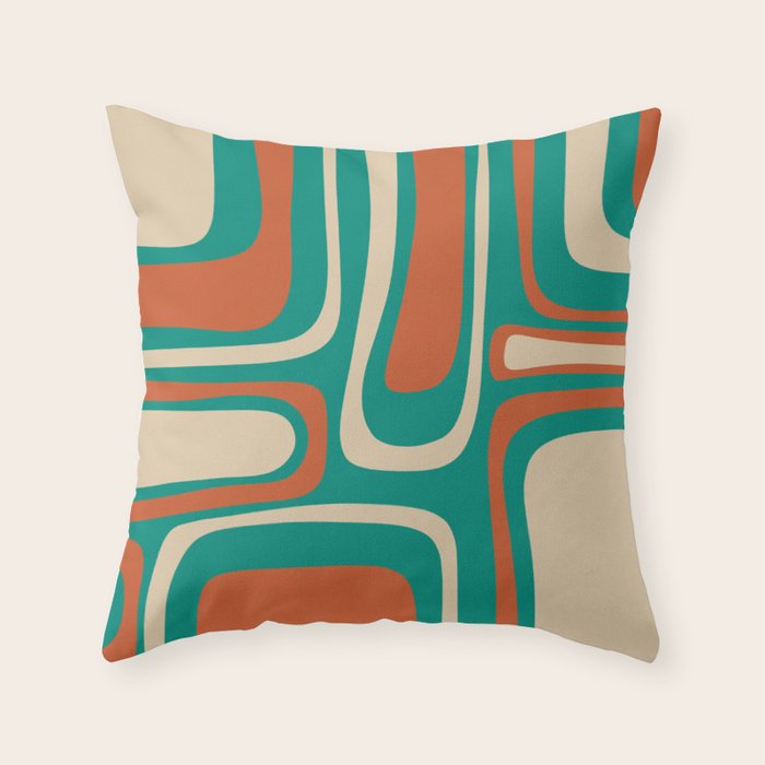 Palm Springs Midcentury Modern Abstract Pattern in Mid Mod Orange, Beige, and Turquoise Throw Pillow Gallery Image 6