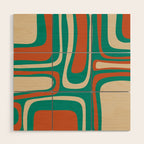 Palm Springs Midcentury Modern Abstract Pattern in Mid Mod Orange, Beige, and Turquoise Wood Wall Art Gallery Image 1
