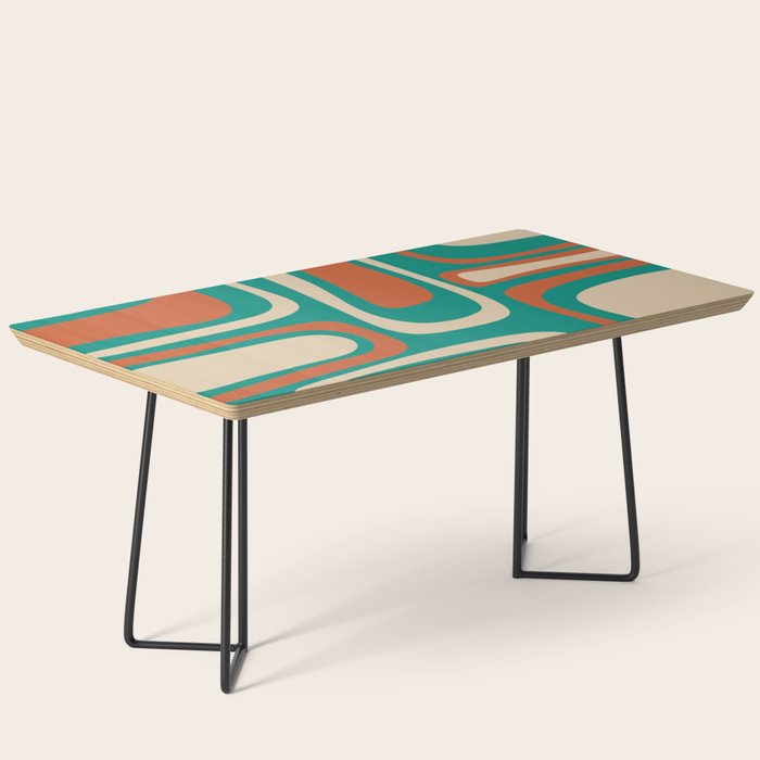 Palm Springs Midcentury Modern Abstract Pattern in Mid Mod Orange, Beige, and Turquoise Coffee Table Gallery Image 1