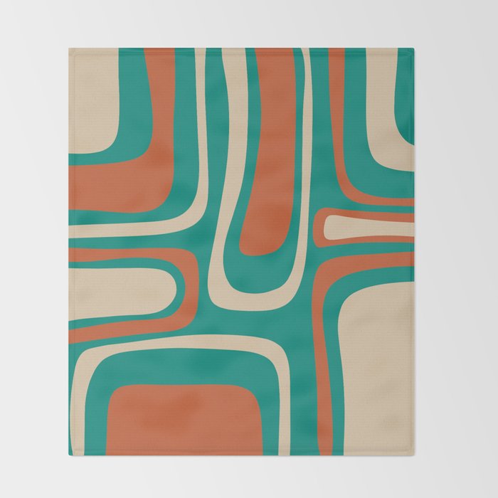 Palm Springs Midcentury Modern Abstract Pattern in Mid Mod Orange, Beige, and Turquoise Throw Blanket Gallery Image 2