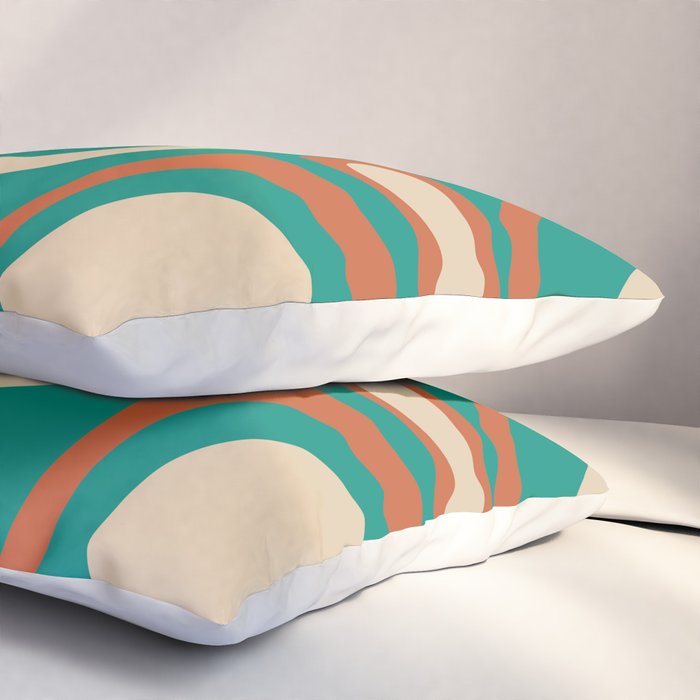 Palm Springs Midcentury Modern Abstract Pattern in Mid Mod Orange, Beige, and Turquoise Pillow Sham Gallery Image 3