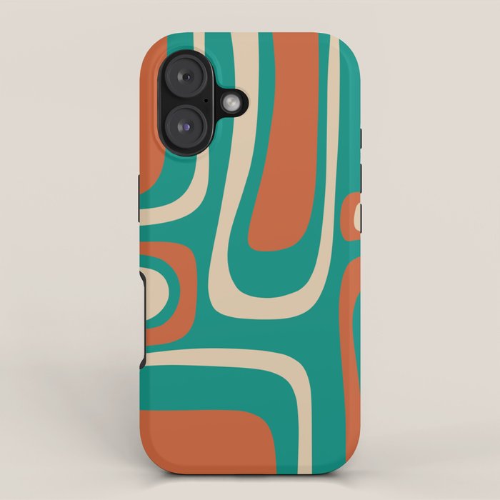 Palm Springs Midcentury Modern Abstract Pattern in Mid Mod Orange, Beige, and Turquoise iPhone Case Gallery Image 1