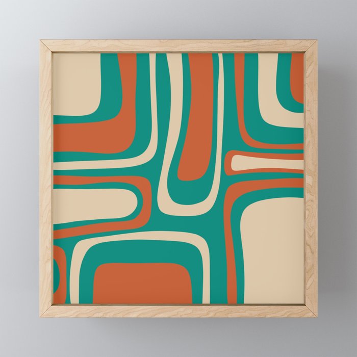 Palm Springs Midcentury Modern Abstract Pattern in Mid Mod Orange, Beige, and Turquoise Mini Art Print Gallery Image 1