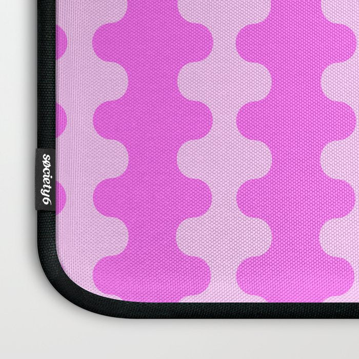 Vivid Pink Ogee A-Go-Go Retro Pop Abstract Wavy Stripe Pattern Laptop Sleeve Gallery Image 3