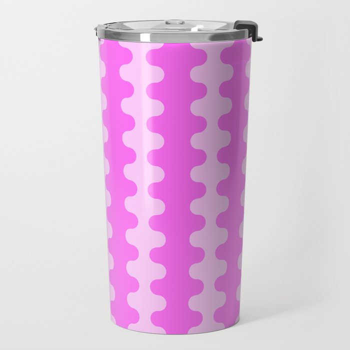 Vivid Pink Ogee A-Go-Go Retro Pop Abstract Wavy Stripe Pattern Travel Mug Gallery Image 2