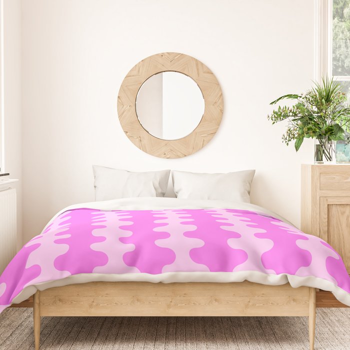 Vivid Pink Ogee A-Go-Go Retro Pop Abstract Wavy Stripe Pattern Duvet Cover Gallery Image 3