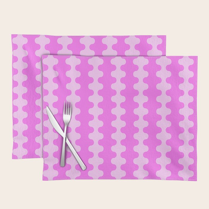 Vivid Pink Ogee A-Go-Go Retro Pop Abstract Wavy Stripe Pattern Placemat Gallery Image 1