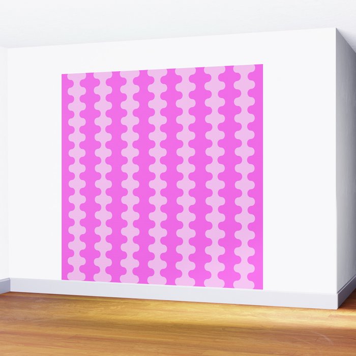 Vivid Pink Ogee A-Go-Go Retro Pop Abstract Wavy Stripe Pattern Wall Mural Gallery Image 2