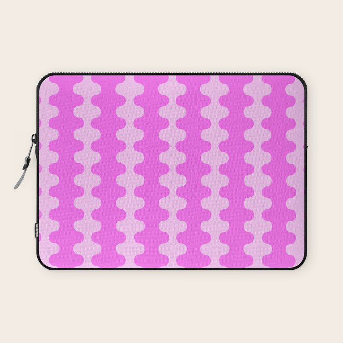 Vivid Pink Ogee A-Go-Go Retro Pop Abstract Wavy Stripe Pattern Laptop Sleeve Gallery Image 1