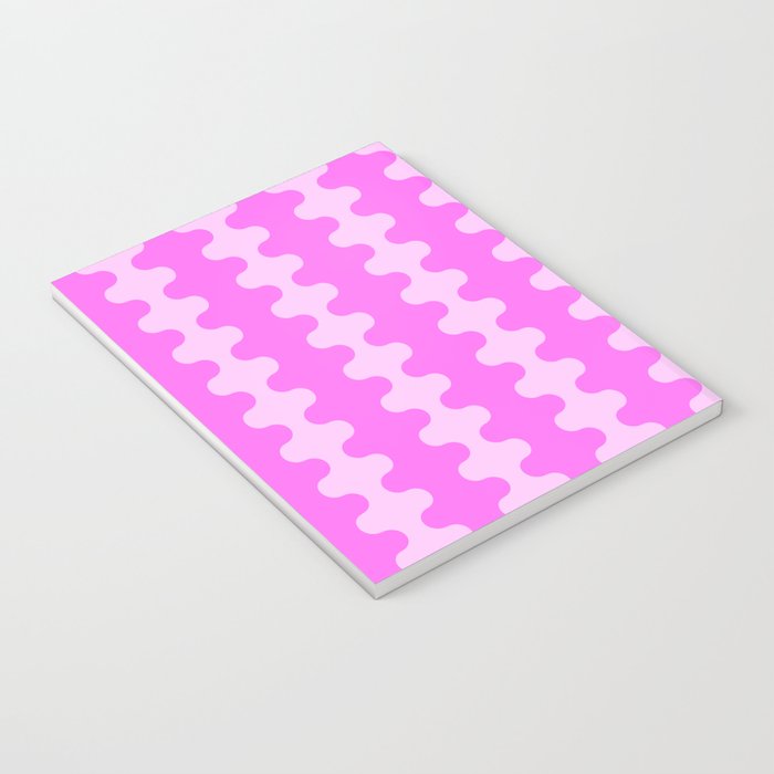 Vivid Pink Ogee A-Go-Go Retro Pop Abstract Wavy Stripe Pattern Notebook Gallery Image 3