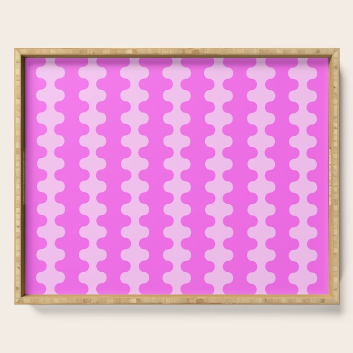 Vivid Pink Ogee A-Go-Go Retro Pop Abstract Wavy Stripe Pattern Serving Tray Gallery Image 1