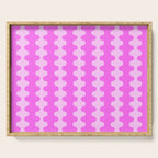 Vivid Pink Ogee A-Go-Go Retro Pop Abstract Wavy Stripe Pattern Serving Tray Gallery Image 1