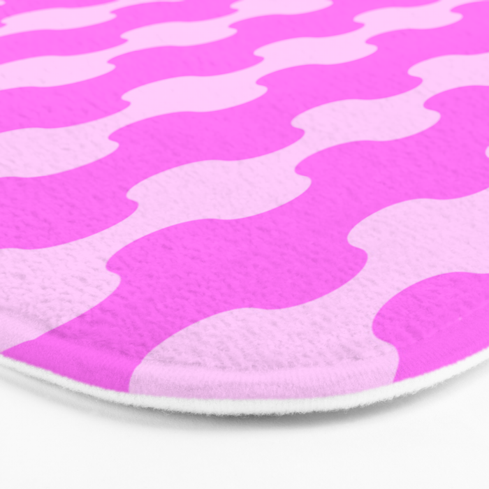 Vivid Pink Ogee A-Go-Go Retro Pop Abstract Wavy Stripe Pattern Bath Mat Gallery Image 3