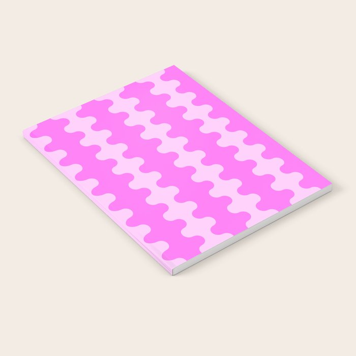 Vivid Pink Ogee A-Go-Go Retro Pop Abstract Wavy Stripe Pattern Notebook Gallery Image 1