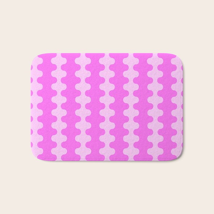 Vivid Pink Ogee A-Go-Go Retro Pop Abstract Wavy Stripe Pattern Bath Mat Gallery Image 1