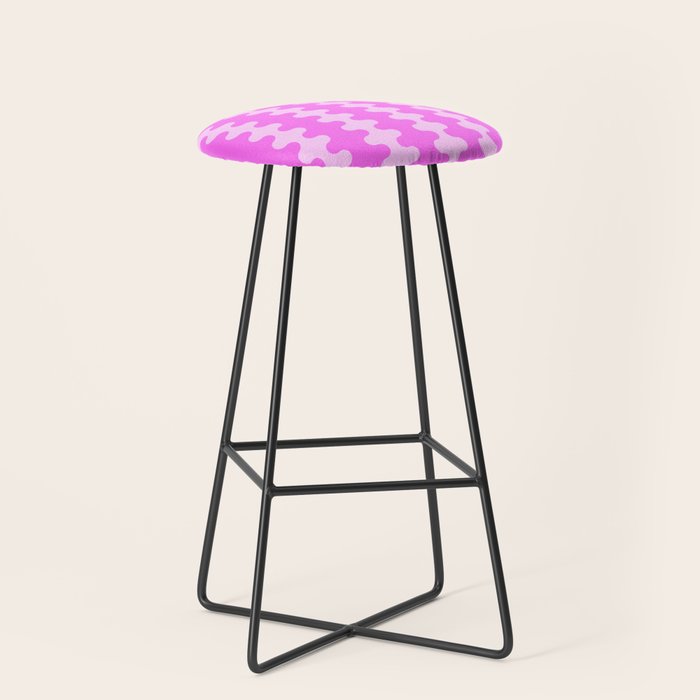 Vivid Pink Ogee A-Go-Go Retro Pop Abstract Wavy Stripe Pattern Stool Gallery Image 1