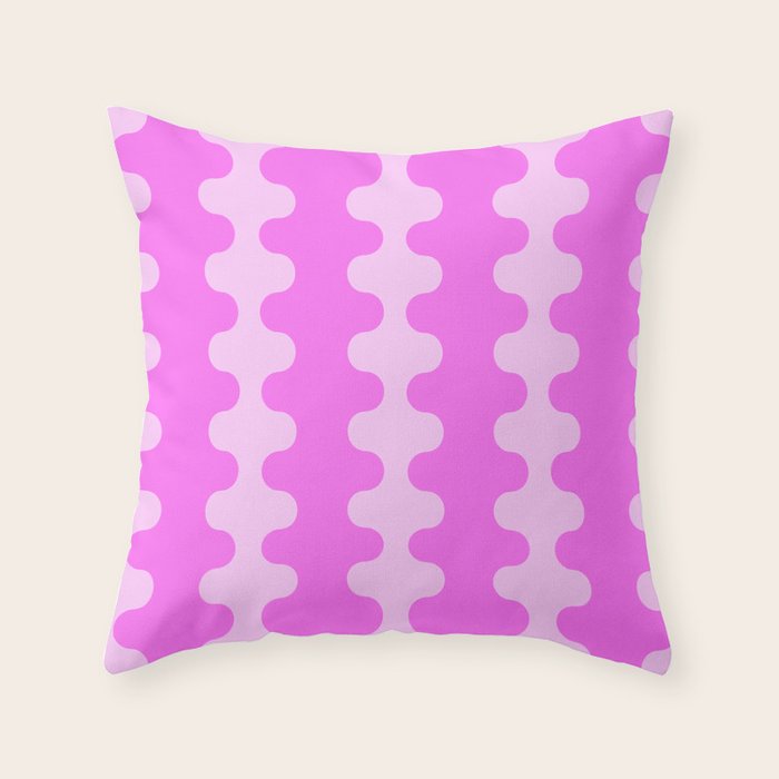 Vivid Pink Ogee A-Go-Go Retro Pop Abstract Wavy Stripe Pattern Throw Pillow Gallery Image 6