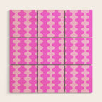 Vivid Pink Ogee A-Go-Go Retro Pop Abstract Wavy Stripe Pattern Wood Wall Art Gallery Image 1