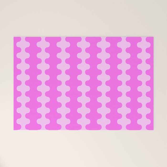 Vivid Pink Ogee A-Go-Go Retro Pop Abstract Wavy Stripe Pattern Welcome Mat Gallery Image 1