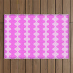 Vivid Pink Ogee A-Go-Go Retro Pop Abstract Wavy Stripe Pattern Outdoor Rug Gallery Image 1