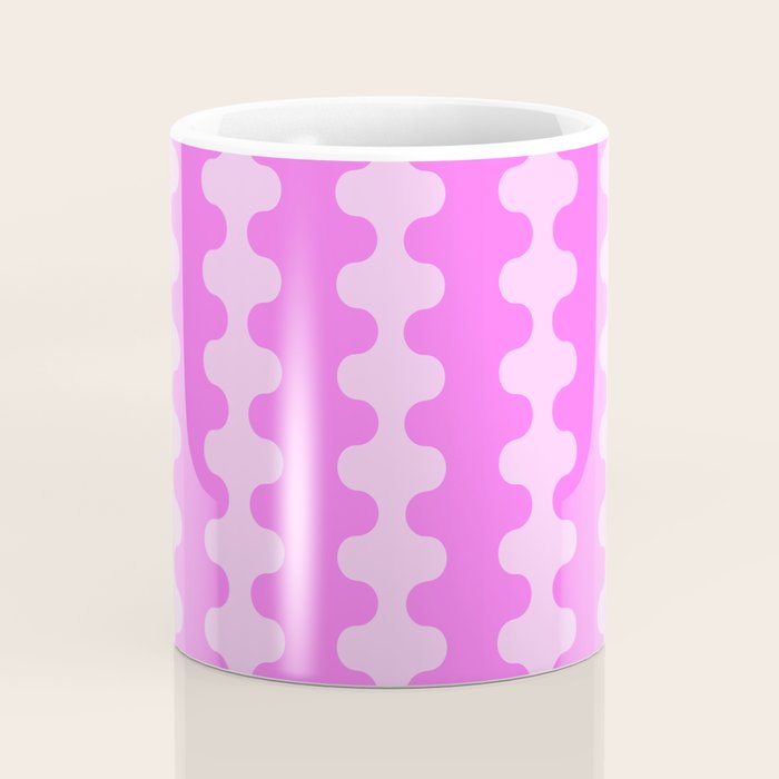 Vivid Pink Ogee A-Go-Go Retro Pop Abstract Wavy Stripe Pattern Coffee Mug Gallery Image 4