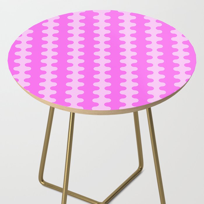 Vivid Pink Ogee A-Go-Go Retro Pop Abstract Wavy Stripe Pattern Side Table Gallery Image 2