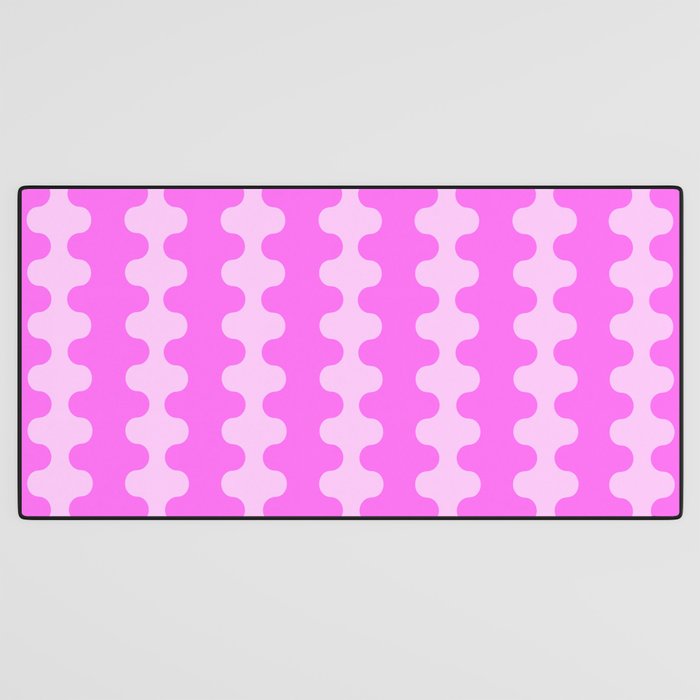 Vivid Pink Ogee A-Go-Go Retro Pop Abstract Wavy Stripe Pattern Desk Mat Gallery Image 3