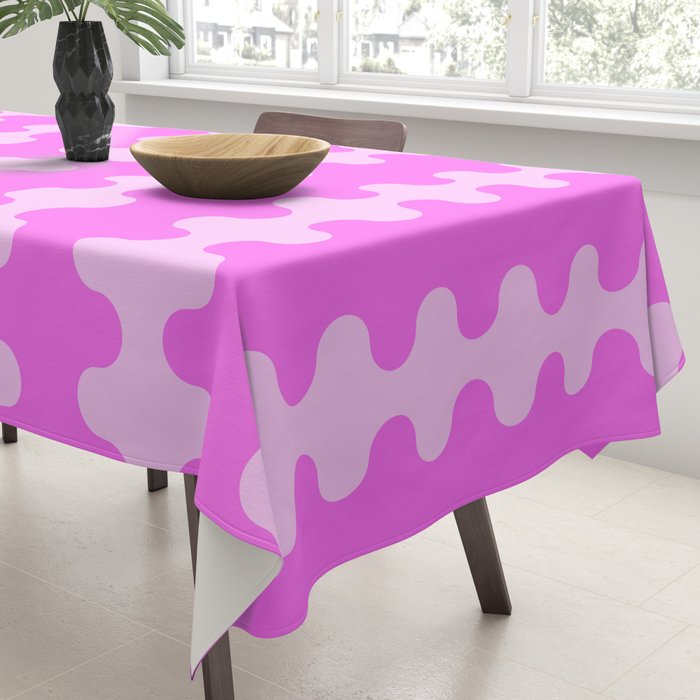 Vivid Pink Ogee A-Go-Go Retro Pop Abstract Wavy Stripe Pattern Tablecloth Gallery Image 3