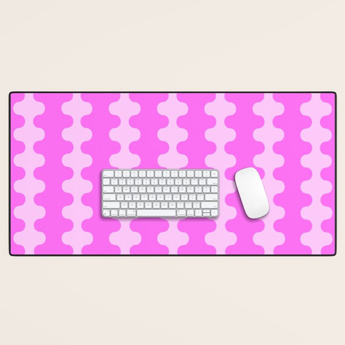 Vivid Pink Ogee A-Go-Go Retro Pop Abstract Wavy Stripe Pattern Desk Mat Gallery Image 1