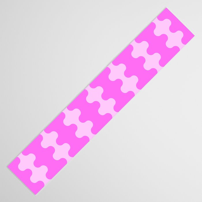 Vivid Pink Ogee A-Go-Go Retro Pop Abstract Wavy Stripe Pattern Table Runner Gallery Image 3