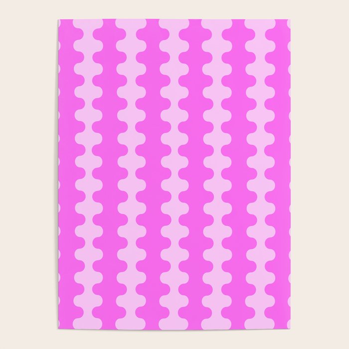 Vivid Pink Ogee A-Go-Go Retro Pop Abstract Wavy Stripe Pattern Poster Gallery Image 4