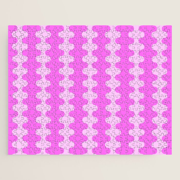 Vivid Pink Ogee A-Go-Go Retro Pop Abstract Wavy Stripe Pattern Jigsaw Puzzle Gallery Image 1