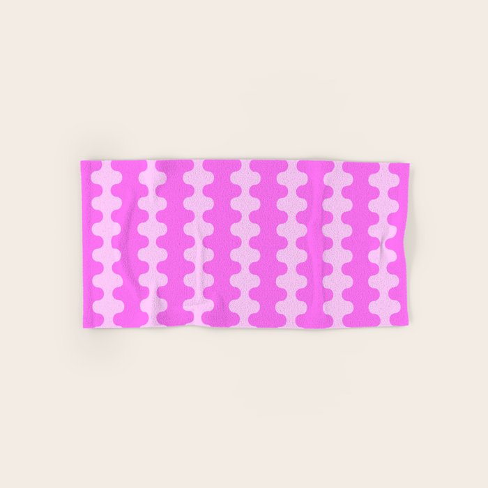 Vivid Pink Ogee A-Go-Go Retro Pop Abstract Wavy Stripe Pattern Bath Towel Gallery Image 1