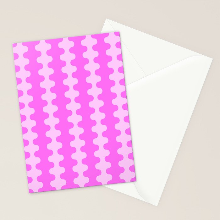 Vivid Pink Ogee A-Go-Go Retro Pop Abstract Wavy Stripe Pattern Stationery Card Gallery Image 2